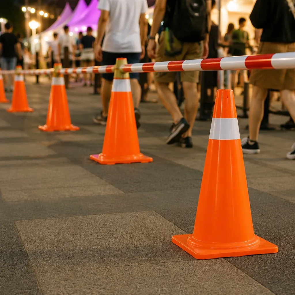 30cm TPE Reflective Traffic Cone in real scene