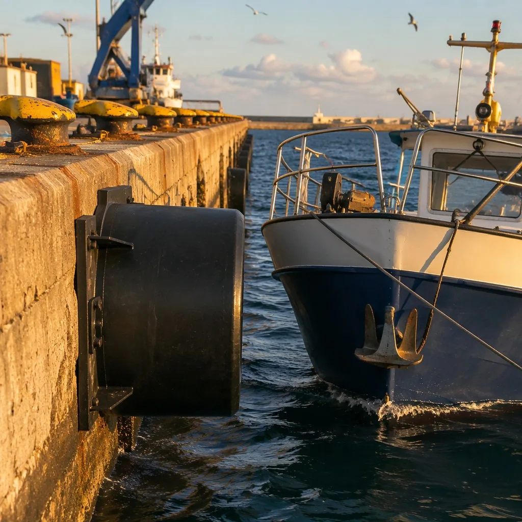 Cylindrical Rubber Marine Dock Fender in real scene
