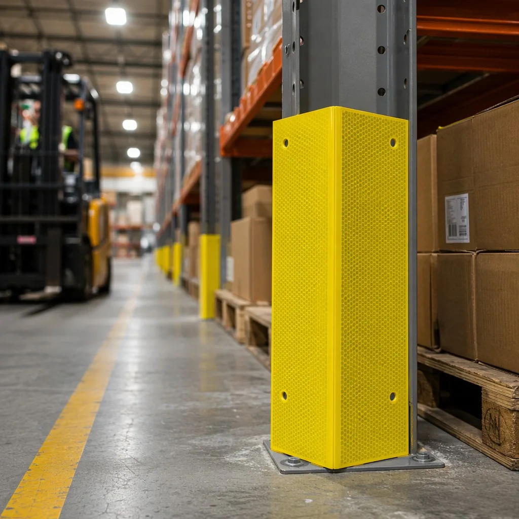 Fluorescent Yellow Reflective PVC Corner Guard in real scene
