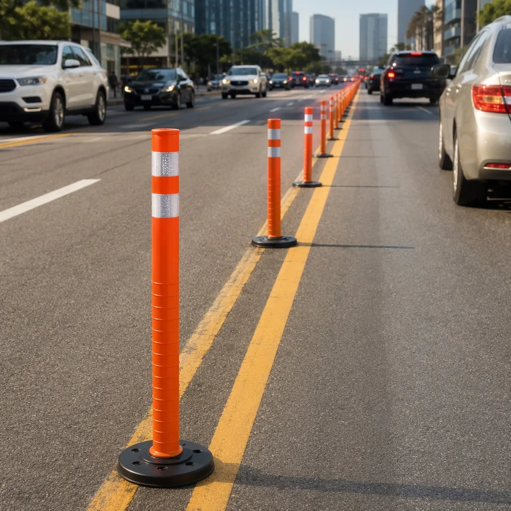 Collapsible HDPE Traffic Bollard (50/80/120 cm) in real scene