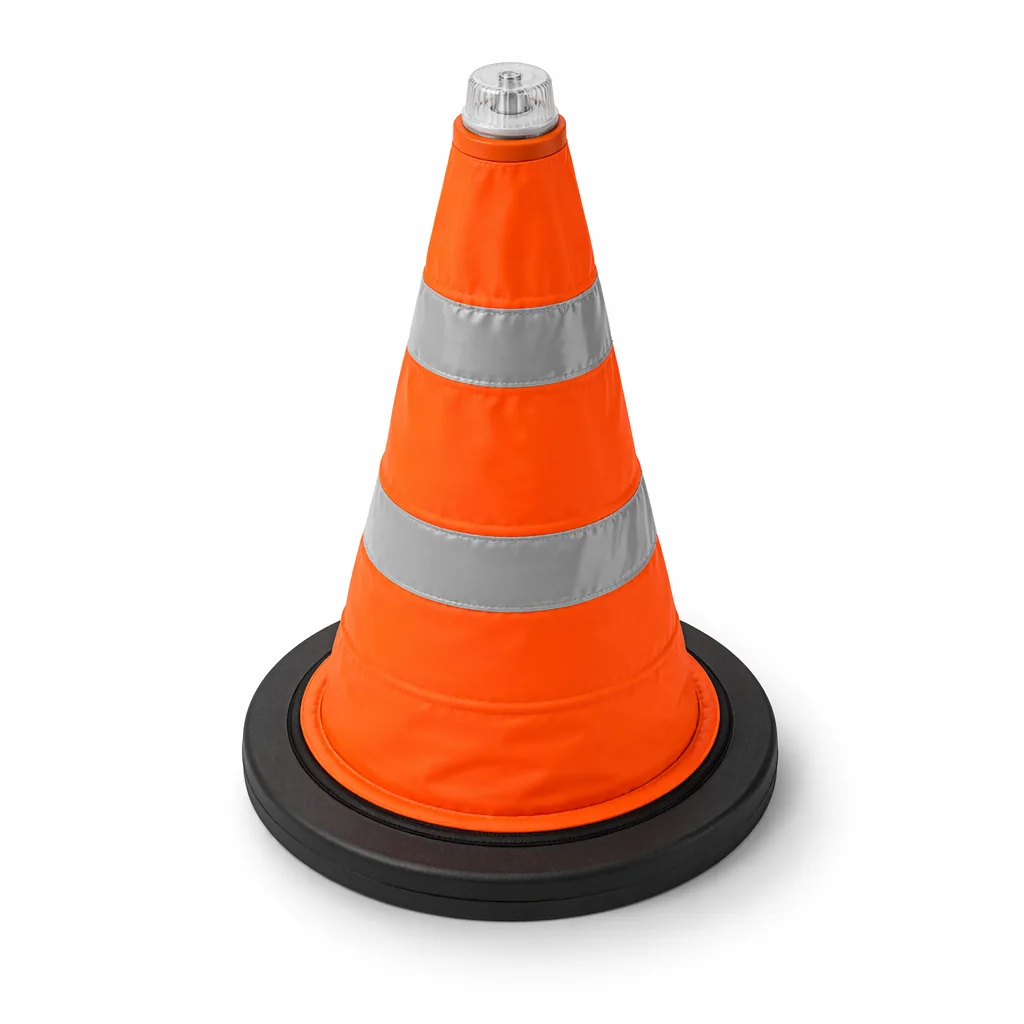 Collapsible Nylon Traffic Cone with LED Cap